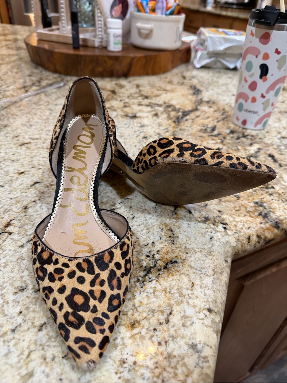 Sam Edelman Leopard Print Pointed-Toe D'Orsay Heels - Brown/Black - Picture 6 of 7